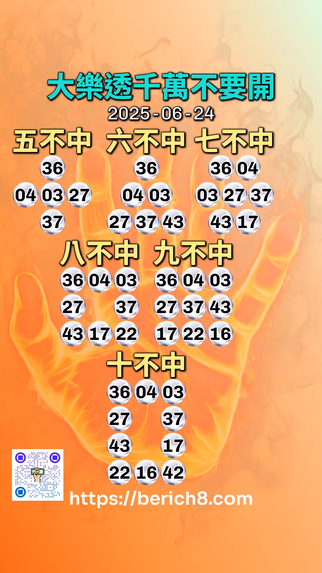大樂透千萬不要開 2025-06-24